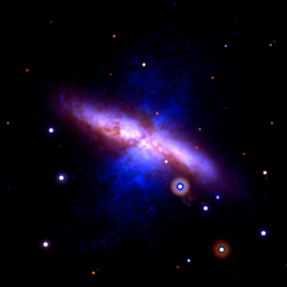 Two shots of a galaxy, the second with a new star.