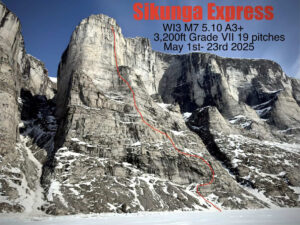 route line up arctic cliff