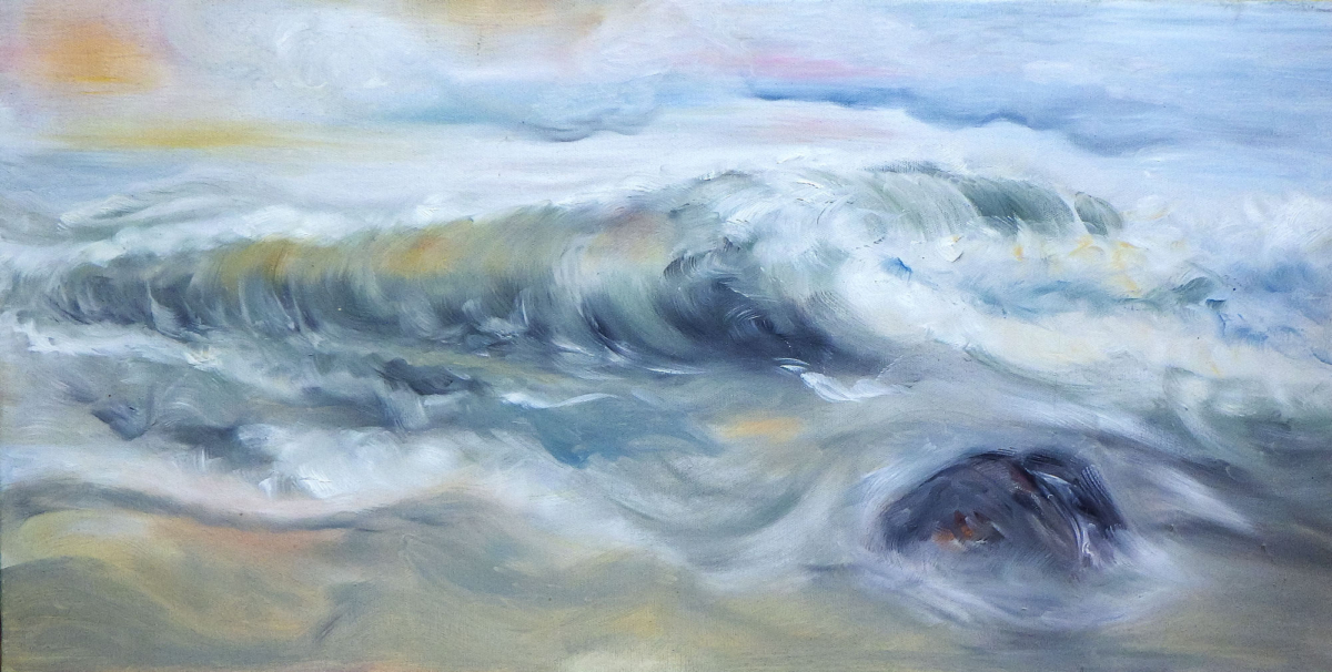 Big waves painting by Dianne Levy that was gifted to the author.