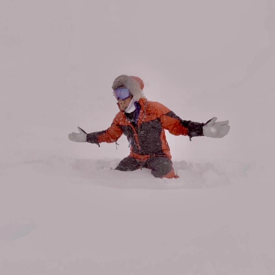 Colin O'Brady in fresh snow in Antarctica.