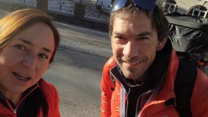 Close shots of writer and climber. 