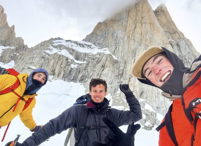 Youn climbers at the base of Fitz Roy. 
