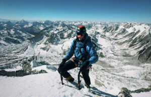 climber on snowy summit