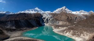 Birendra lake and Manaslu in background.