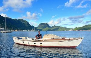 Tom Robinson in his boat Maiwar.