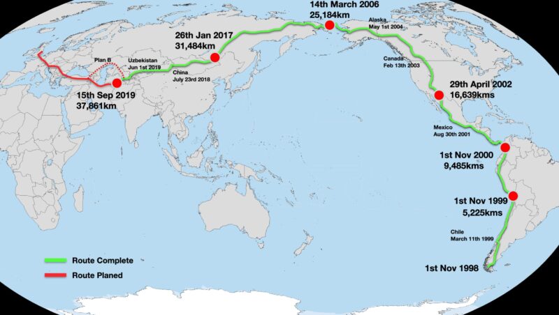map of Karl Bushby's route