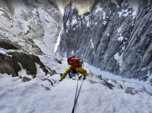 roped climber on steep face