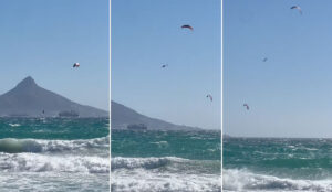 kitesurfers in the air