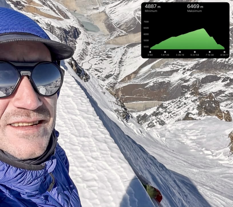 Oswald Rodrigo Pereira from Poland summited Mera Peak too, ready to join Simone Moro and Nima Rinji Sherpa for Manaslu winter.