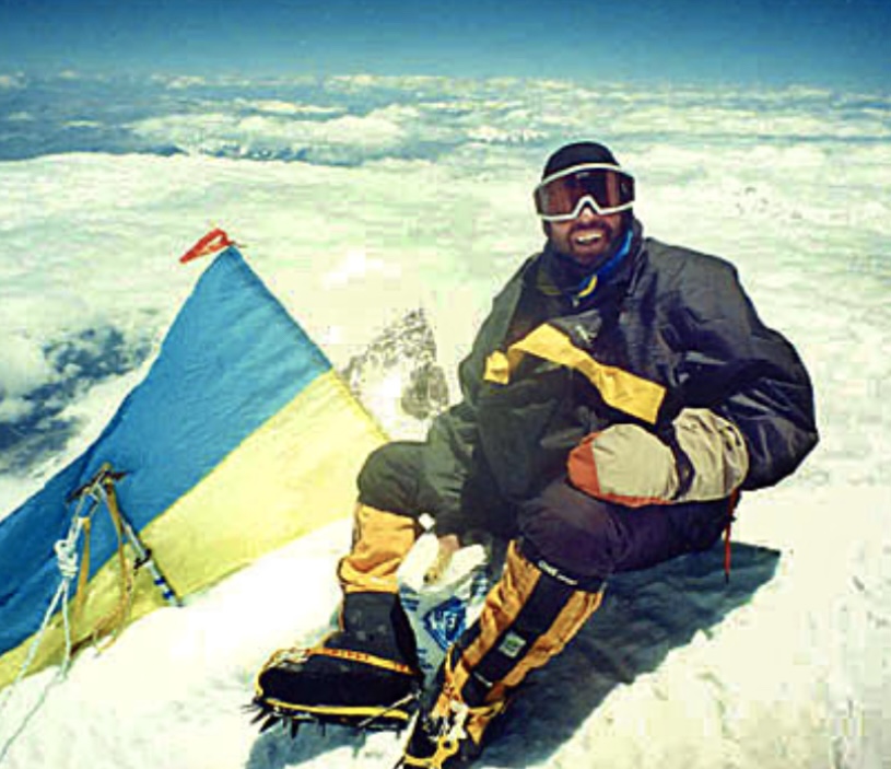 Vladislav Terzyul on the summit of Manaslu.