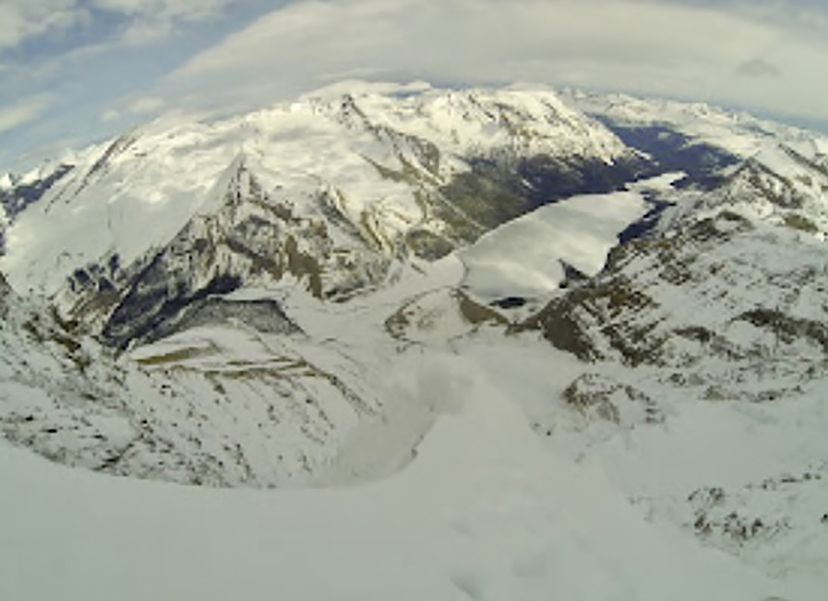 View looking down from two-thirds of the way up the face. 