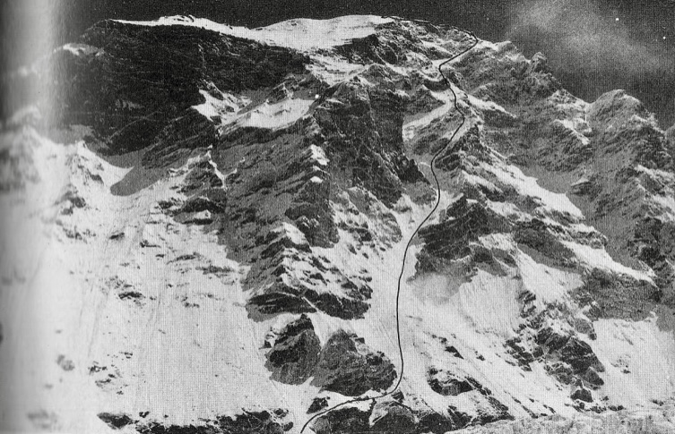 The 1990 route on Cho Oyu's Southwest Face.