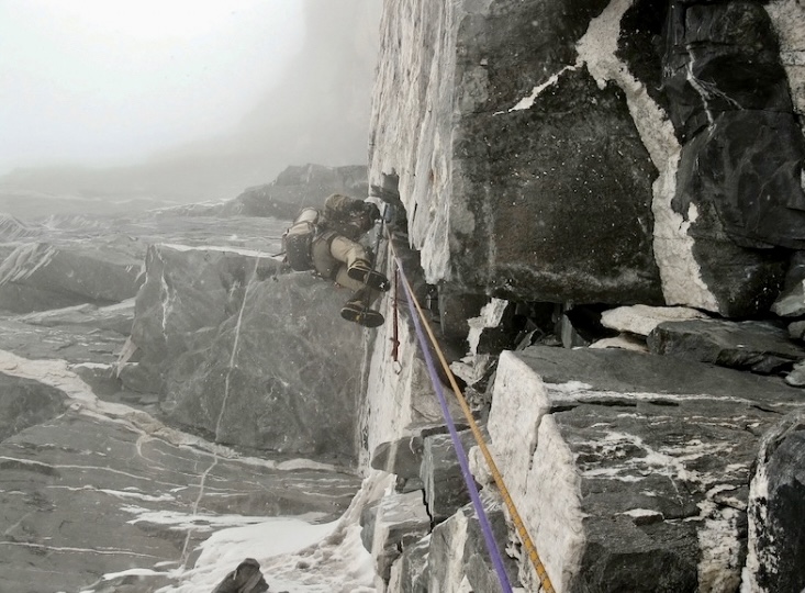Denis Urubko on Cho Oyu in 2009. He spent most of the second day aid-climbing an overhanging 80-meter headwall.