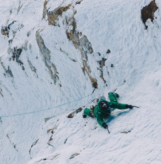Vedrines on vertical ice.
