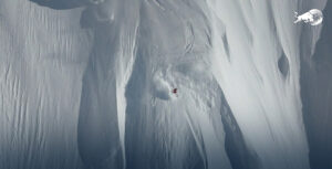 skiing a cliffy line