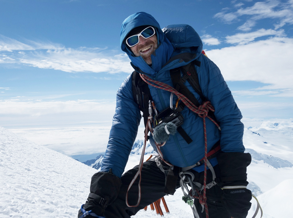 Borge Ousland stands in the snow looking at the camera.
