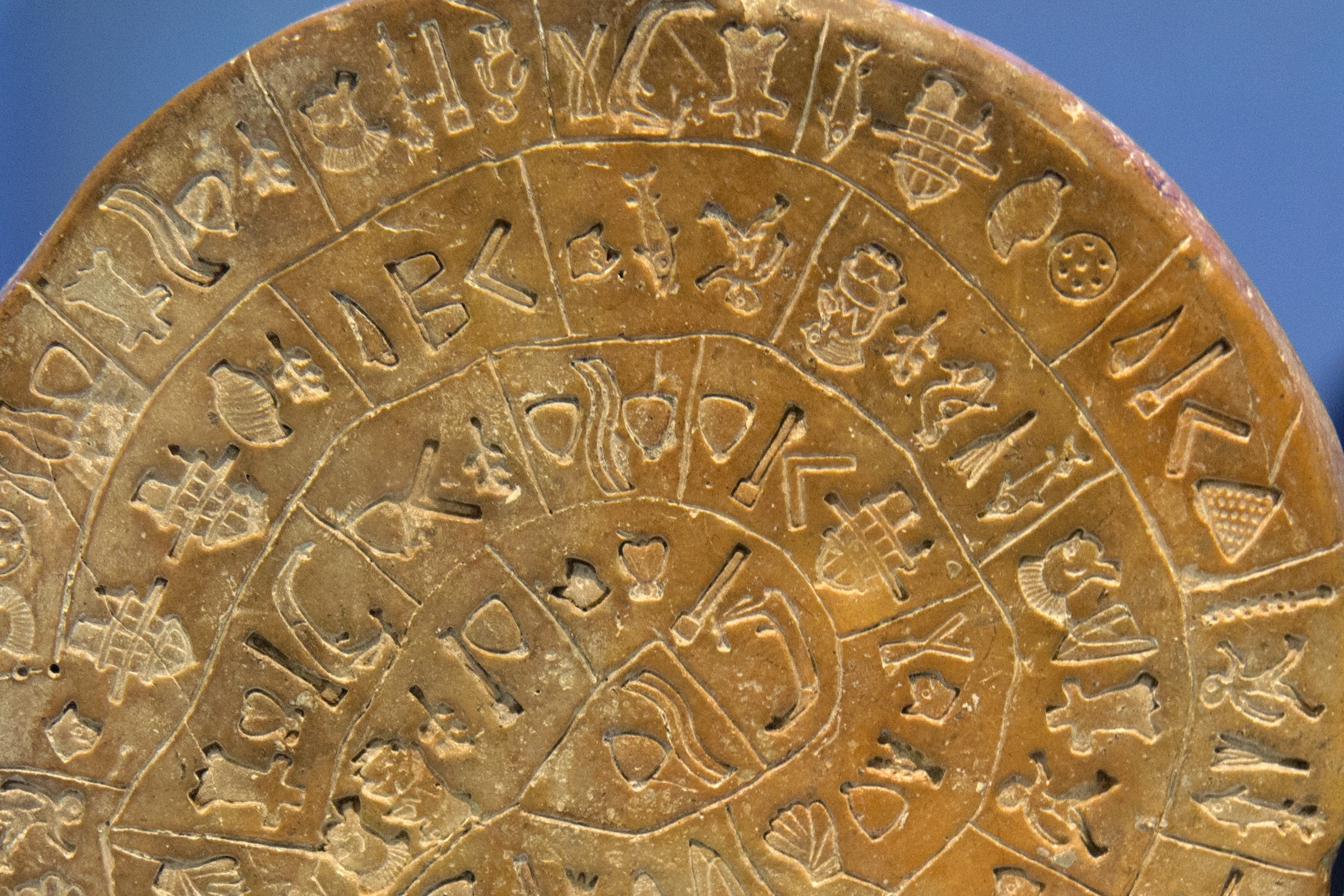 A disk with symbols carved into it