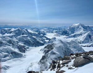 The view from the top of the second rock band on the Cassin Ridge.