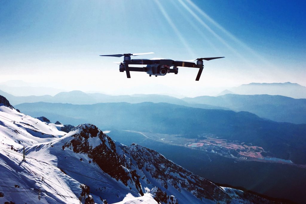 drone in the mountains