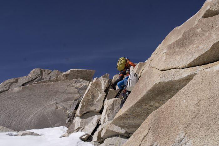 A climber on granite rock. 