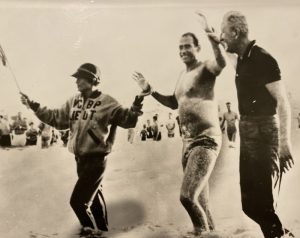 Abou Heif after winning the race across Lake Michigan