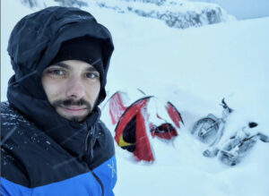 winter camp with bike