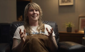 woman being interviewed