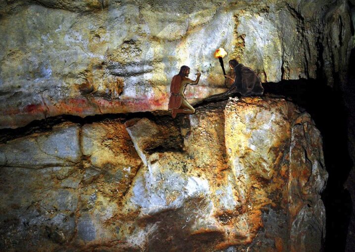 Reconstruction of early man at the Etxeberri cave.