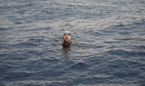 swimmer's head in water