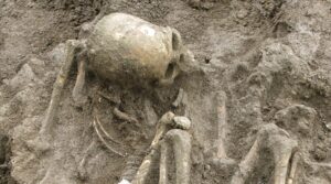 The mummified remains of a woman