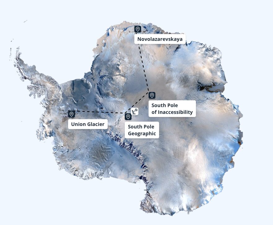 Matthieu Tordeur and Heidi Sevestre's Antarctic route.