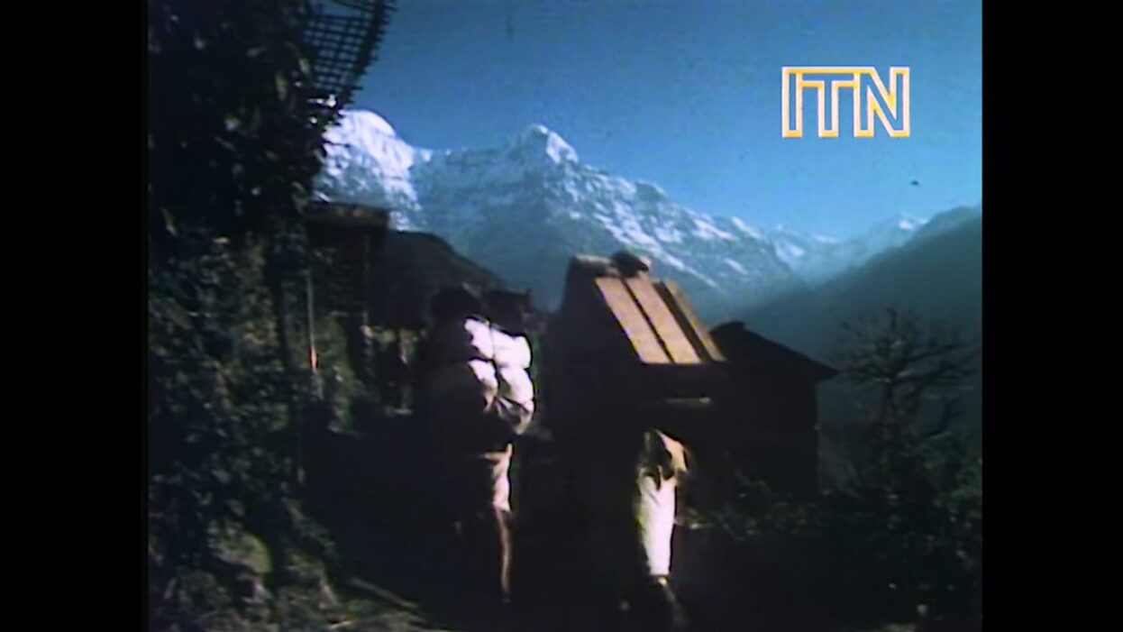 Nepalese porters in the mountains