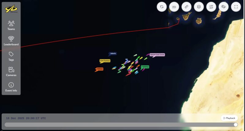 Map showing the positions of al boats in this years World's Toughest Row