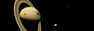 saturn, its sings, and three moons