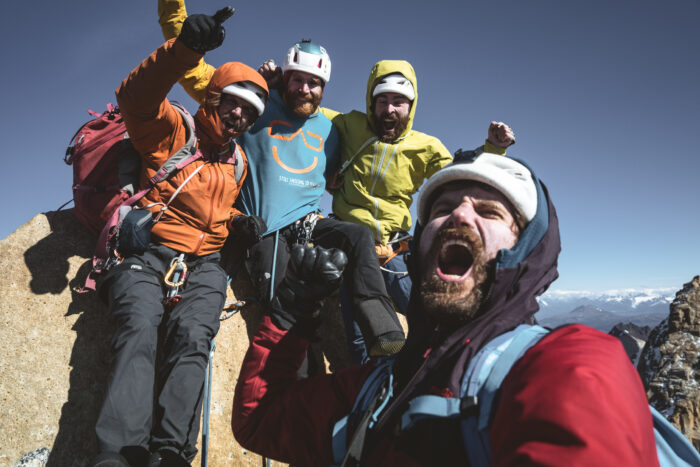 The climbers happy on the summit.