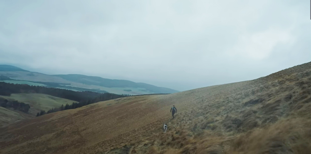 running over fells with dog