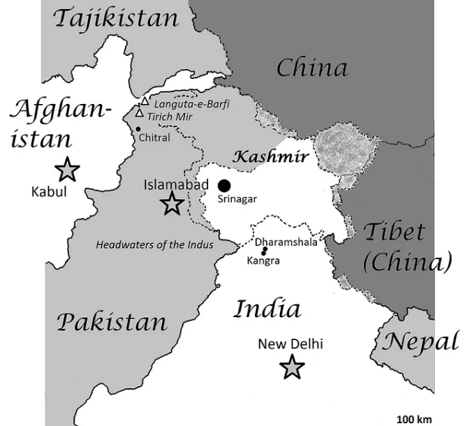 Tirich Mir's location in central Asia.